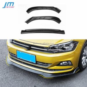 Car Bumpers |   ABS Black Front Bumper Lip Spoiler For Volkswagen VW Polo Plus 2019 Head Chin Shovel Protector 3PCS/Set 4PCS/Set