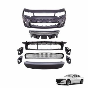 Car Bumpers |   High Quality Front Bumper For Dodge Charger 2015-2023 Rock Style Pp Diffuser Lip Spoiler Mesh Grille