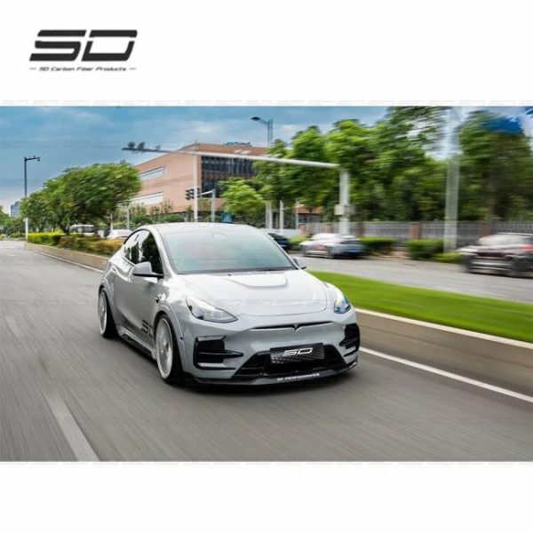 Car Bumpers |   High Quality SD Style PP  /Dry Carbon Material Body kit Car Bumper Side Skirts Rear Diffuser Spoiler wing For Tesla Model Y