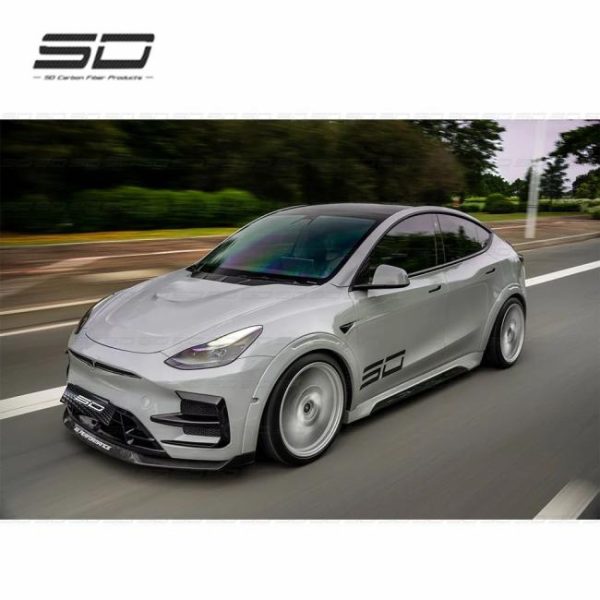 Car Bumpers |   High Quality SD Style PP  /Dry Carbon Material Body kit Car Bumper Side Skirts Rear Diffuser Spoiler wing For Tesla Model Y