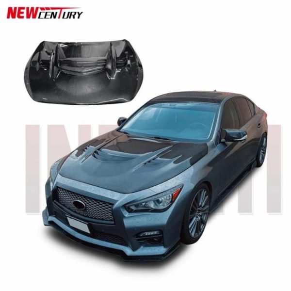 Engine Hoods |   Suitable for upgrading the 2015+Infiniti Q50 modified V-shaped carbon fiber engine hood with a special carbon fiber engine hood