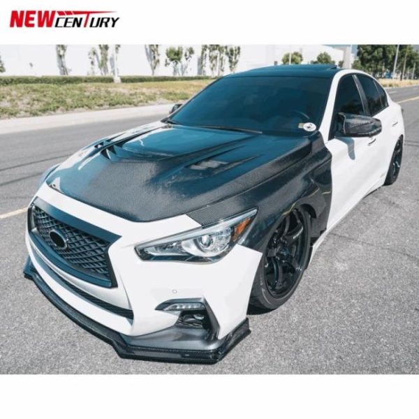 Engine Hoods |   Suitable for upgrading the 2015+Infiniti Q50 modified V-shaped carbon fiber engine hood with a special carbon fiber engine hood