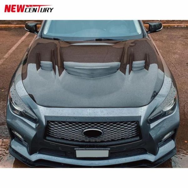 Engine Hoods |   Suitable for upgrading the 2015+Infiniti Q50 modified V-shaped carbon fiber engine hood with a special carbon fiber engine hood