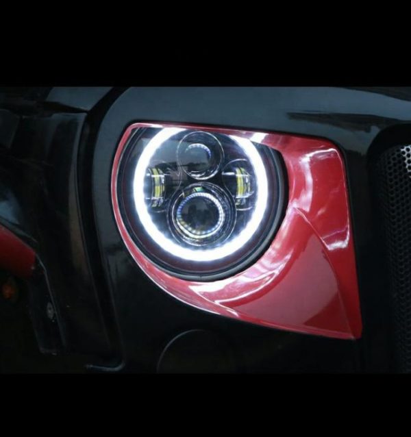 LED Headlights |   Car Parts Amber Color White Motorcycle jk Daytime Running Round led Headlight With Angle Eyes