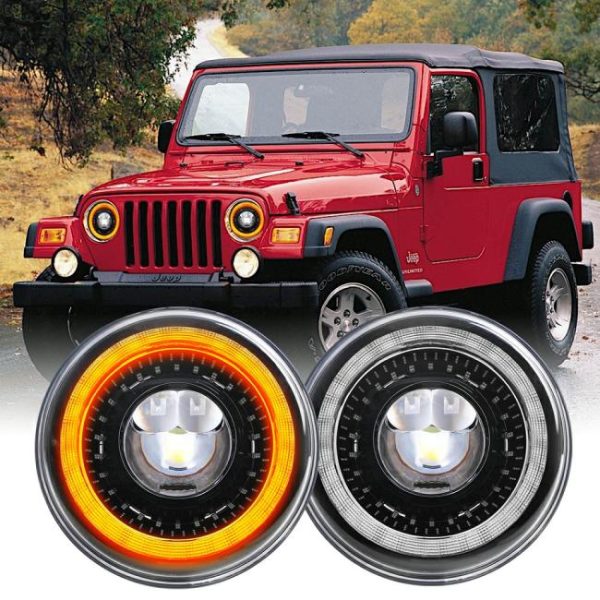 LED Headlights |   DOT Approved 7 Inch Angel Eyes Round Projector Led Headlights 7inch Round DRL Led Headlight for Jeep Wrangler JK Headlights