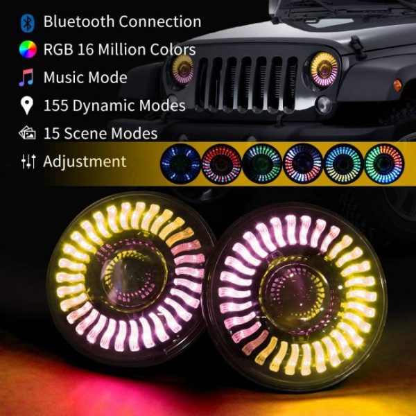 LED Headlights |   Eagle Eyes OEM Car Headlight Projector Led Headlights RGB DRL 7inch Led Headlight For Jeep Wrangler JL JK