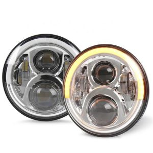 LED Headlights |   OVOVS Auto Lighting System Led Car Lights With Amber Turn Signal H4-H13 Adapter for jeep Wrangler JK 7 Inch Led Headlight