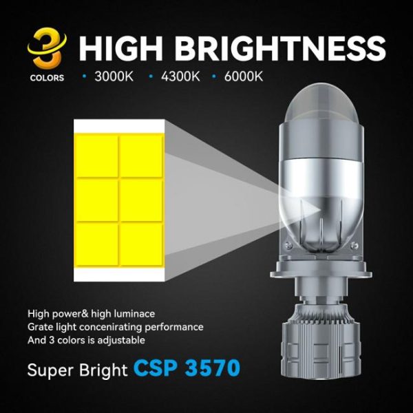 LED Headlights |   Popular Car Accessories H4 Car LED Projector Lens 150W Auto Lighting System LED H4 Mini BiLED Lens Headlight Bulb