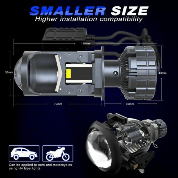 LED Headlights |   Wholesale Led H4 Mini Projector Headbulb High power H4 Mini Lens Led Projector Headlight for Cars