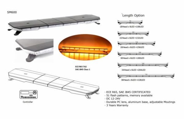 Other Light Bars |   1.4M/140CM R65 Full Size Amber Warning Light Bar emergency warning flash light bar ambulance strobe full size lightbar