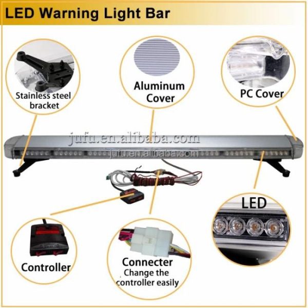 Other Light Bars |   55 inch 12V 24V 108W red blue white green amber LED warning light bar for car truck