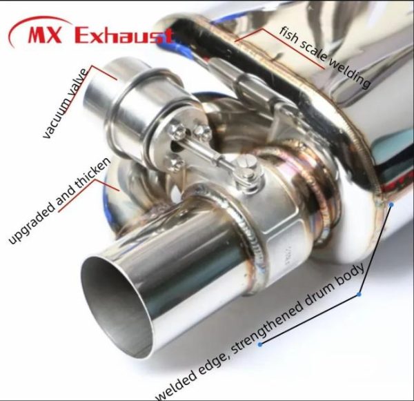 Tuning Exhausted Systems |   Customizable 2.5 inch Universal vacuum valved T pipe Electric Valvetronic Exhaust Muffler for sport car