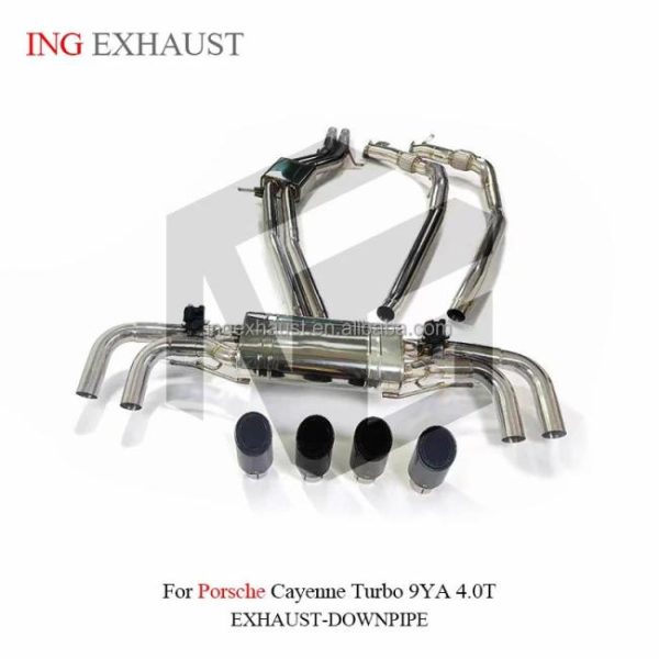 Tuning Exhausted Systems |   ING High Performance Stainless Steel Catback For Porsche Cayenne Turbo 9YA 4.0T With Muffler Valve Exhaust System Pipes