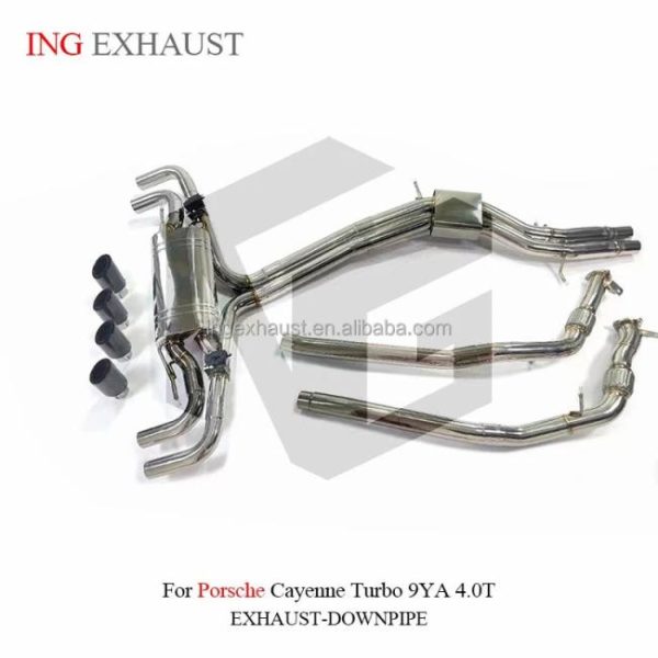 Tuning Exhausted Systems |   ING High Performance Stainless Steel Catback For Porsche Cayenne Turbo 9YA 4.0T With Muffler Valve Exhaust System Pipes