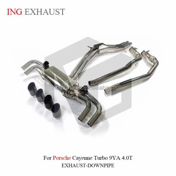 Tuning Exhausted Systems |   ING High Performance Stainless Steel Catback For Porsche Cayenne Turbo 9YA 4.0T With Muffler Valve Exhaust System Pipes