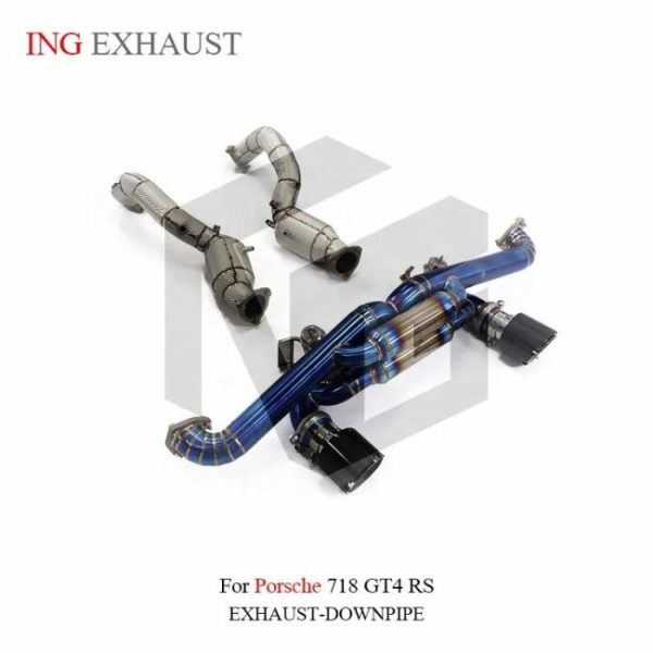 Tuning Exhausted Systems |   ING Titanium Exhaust System Catback For Porsche 718 Cayman GT4 RS 2022+ 4.0T With Downpipe Valves High Performance Exhaust Pipes