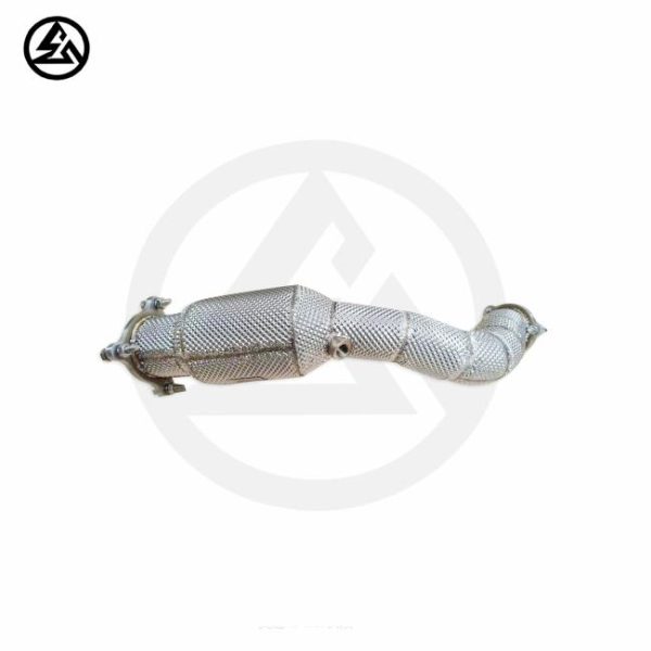 Tuning Exhausted Systems |   Tuning exhaust downpipe for Audi A5 B8 2.0T catted downpipe with heat shield