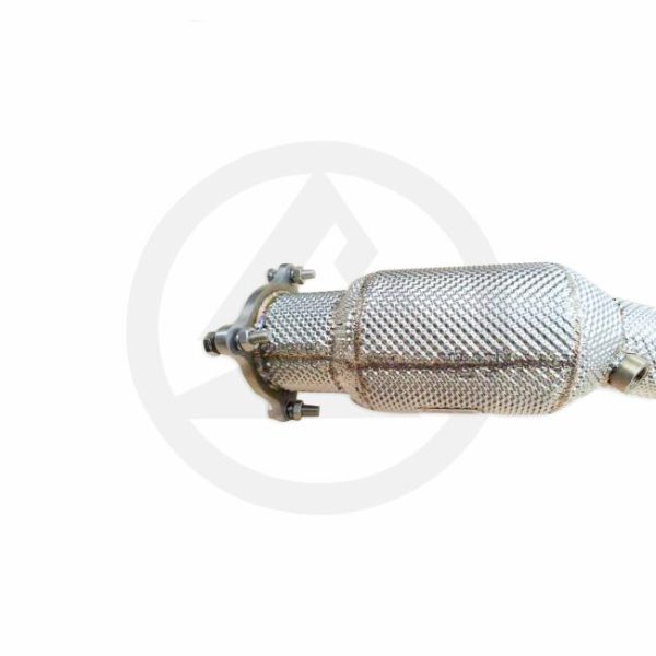 Tuning Exhausted Systems |   Tuning exhaust downpipe for Audi A5 B8 2.0T catted downpipe with heat shield