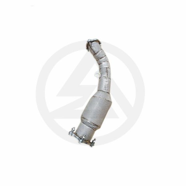 Tuning Exhausted Systems |   Tuning exhaust downpipe for Audi A5 B8 2.0T catted downpipe with heat shield