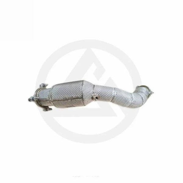 Tuning Exhausted Systems |   Tuning exhaust downpipe for Audi A5 B8 2.0T catted downpipe with heat shield