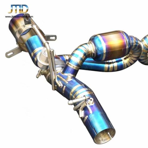 Tuning Exhausted Systems |   High Flow Quality JTLD Blue Titanium Exhaust Catback for Ferrari F8 with Vacuum Valve