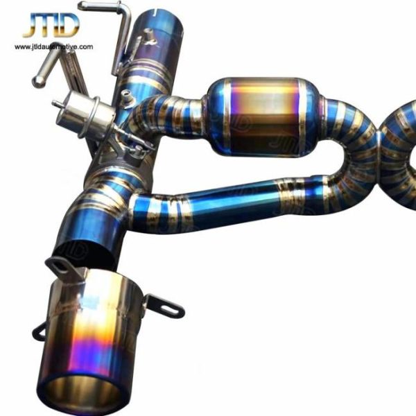 Tuning Exhausted Systems |   High Flow Quality JTLD Blue Titanium Exhaust Catback for Ferrari F8 with Vacuum Valve