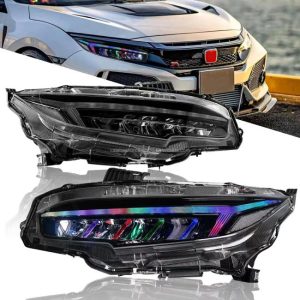 LED Headlights |   Hot Selling RGB LED Red White Blue Eyes Dynamic Turn signal Headlights for Honda 10th 11th Civic Type R hatchback FK8 FL5