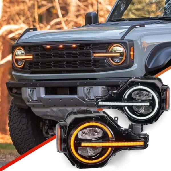 LED Headlights |   Led headlight led headlights RGB White or Amber Car Light Ip68 led headlamp for Ford Bronco Raptor series 2021 2022 2023